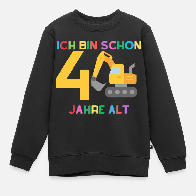 Ich bin 4 Junge Bagger - Kinder Premium Organic Sweatshirt - Schwarz