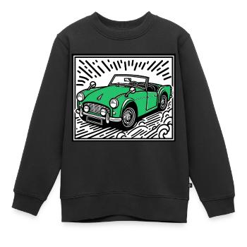 Voiture classique verte - Sweat Premium enfant bio - noir - Devant - AI Model Kid Female (0cm)