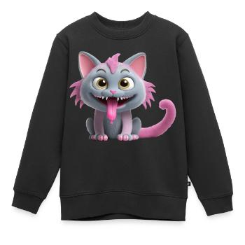 Chat monstre effrayant et mignon - Sweat Premium enfant bio - noir - Devant - AI Model Kid Female (0cm)
