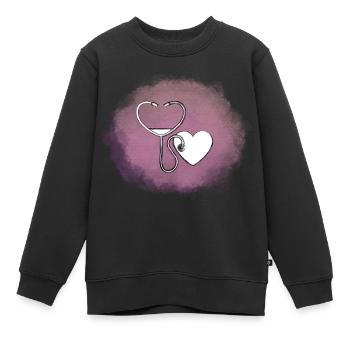 Herz - Kinder Premium Organic Sweatshirt - Schwarz - Vorne - AI Model Kid Female (0cm)