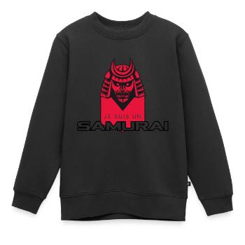 Je suis un Samouraï - Guerrier - Sweat Premium enfant bio - noir - Devant - AI Model Kid Female (0cm)