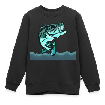 fisch, fisch, angeln, see, meer, angeln, fauna, exotisch - Kinder Premium Organic Sweatshirt - Schwarz - Vorne - AI Model Kid Female (0cm)