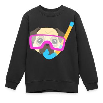 Pug Plongeur - Sweat Premium enfant bio - noir - Devant - AI Model Kid Female (0cm)