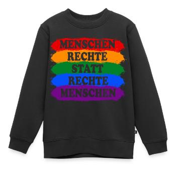 Menschenrechte statt rechte Menschen Regenbogen - Kinder Premium Organic Sweatshirt - Schwarz - Vorne - AI Model Kid Female (0cm)