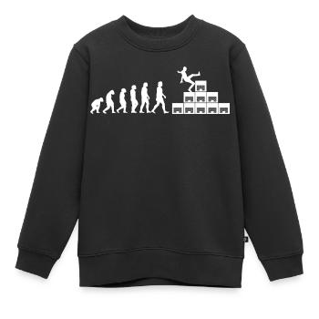 Défi de la caisse de lait : l’évolution du blanc - Sweat Premium enfant bio - noir - Devant - AI Model Kid Female (0cm)