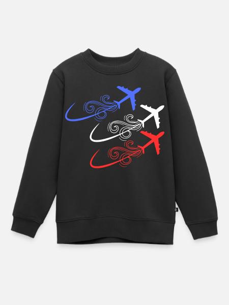 Patrouille de France avions bleu blanc rouge - Sweat Premium enfant bio - noir