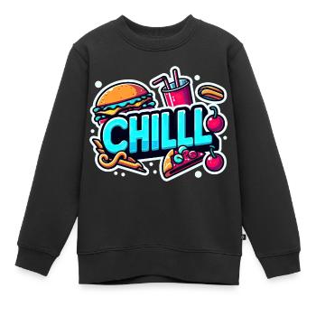 Autocollant Chill - Sweat Premium enfant bio - noir - Devant - AI Model Kid Female (0cm)