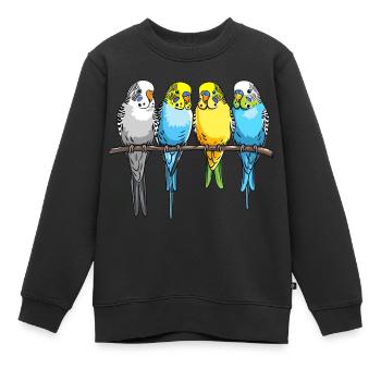 Budgie, budgies on a perch - Kids Premium Organic Sweatshirt - black - Front - AI Model Kid Female (0cm)