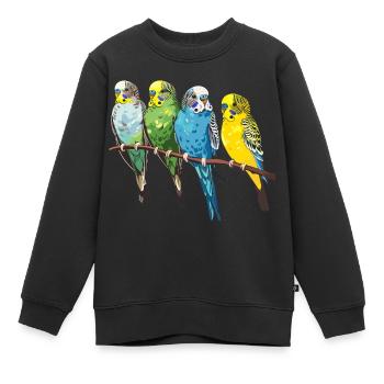 Budgies - Sweat Premium enfant bio - noir - Devant - AI Model Kid Female (0cm)