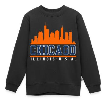 Skyline von Chicago, Illinois - Kinder Premium Organic Sweatshirt - Schwarz - Vorne - AI Model Kid Female (0cm)