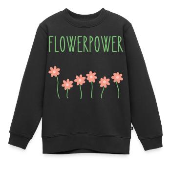 Flowerpower - Kinder Premium Organic Sweatshirt - Schwarz - Vorne - AI Model Kid Female (0cm)