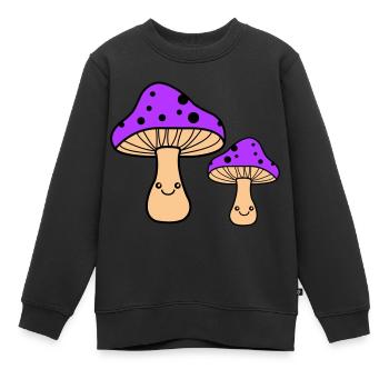 Mushrooms Comic - Kids Premium Organic Sweatshirt - black - Front - AI Model Kid Female (0cm)