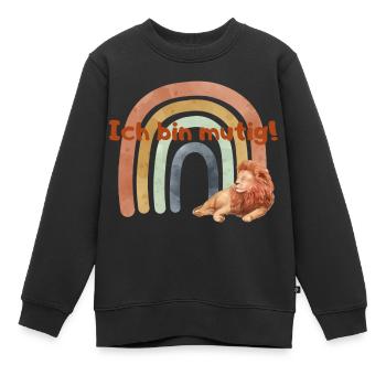 Ich bin mutig Affirmation für Kinder Löwe - Kinder Premium Organic Sweatshirt - Schwarz - Vorne - AI Model Kid Female (0cm)