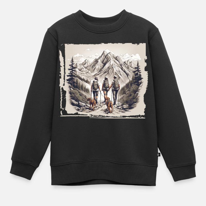 Bergabenteuer im Wald - Kinder Premium Organic Sweatshirt - Schwarz