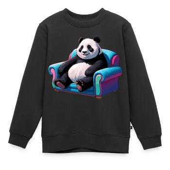 Cooler Panda auf der Couch - Kinder Premium Organic Sweatshirt - Schwarz - Vorne - AI Model Kid Female (0cm)