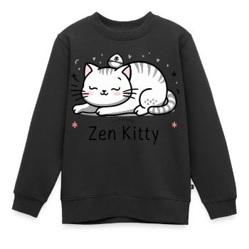 Minou zen - Sweat Premium enfant bio - noir - Devant - AI Model Kid Female (0cm)