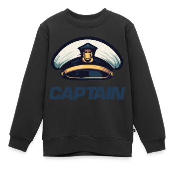 Captain Matrose Mütze - Kinder Premium Organic Sweatshirt - Schwarz - Vorne - AI Model Kid Female (0cm)