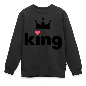 Valentinstag King Queen passendes Paar Partnerlook - Kinder Premium Organic Sweatshirt - Schwarz - Vorne - AI Model Kid Female (0cm)
