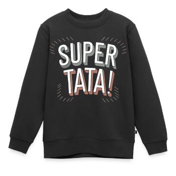 Super tata - Sweat Premium enfant bio - noir - Devant - AI Model Kid Female (0cm)
