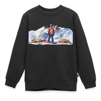 Snowboarder in den Bergen Snowboarder in the - Kinder Premium Organic Sweatshirt - Schwarz - Vorne - AI Model Kid Female (0cm)