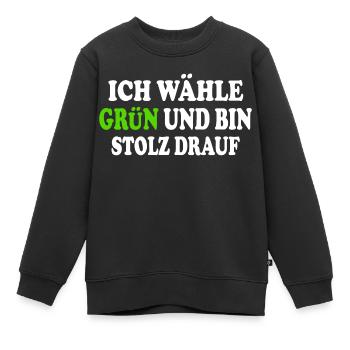 ich wähle grün und bin stolz darauf - Kinder Premium Organic Sweatshirt - Schwarz - Vorne - AI Model Kid Female (0cm)