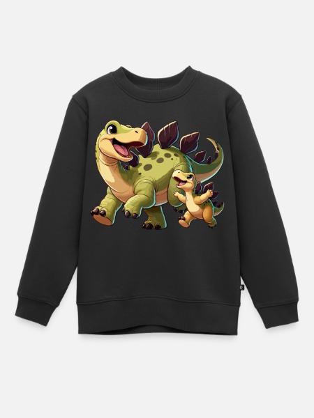 Stégosaure mère et enfant - Sweat Premium enfant bio - noir