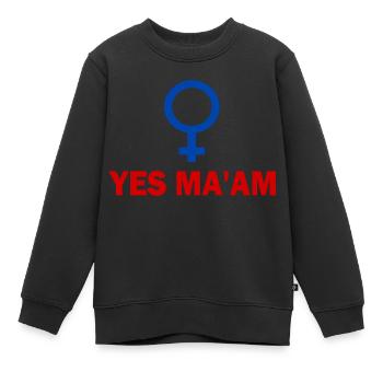 yes ma'am - Kinder Premium Organic Sweatshirt - Schwarz - Vorne - AI Model Kid Female (0cm)