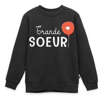 Future grande soeur annonce grossesse annonce bébé - Sweat Premium enfant bio - noir - Devant - AI Model Kid Female (0cm)