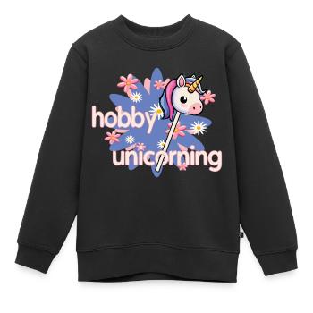 Hobby Horsing Licorne - Sweat Premium enfant bio - noir - Devant - AI Model Kid Female (0cm)