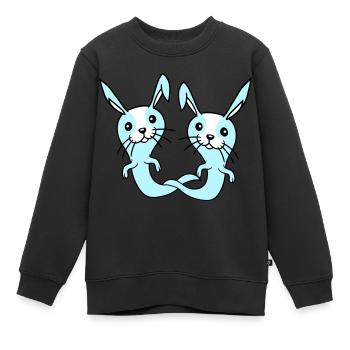 2 Hasen Geist Gespenst spuken Halloween gruselig - Kinder Premium Organic Sweatshirt - Schwarz - Vorne - AI Model Kid Female (0cm)