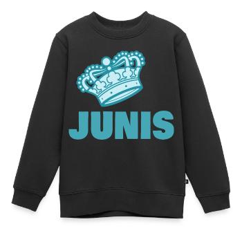 Geschenk für Junis - Kinder Premium Organic Sweatshirt - Schwarz - Vorne - AI Model Kid Female (0cm)