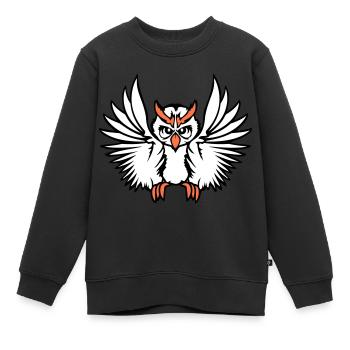 Eule Vogel Uhu Nachtvogel Schleiereule fliegt Cool - Kinder Premium Organic Sweatshirt - Schwarz - Vorne - AI Model Kid Female (0cm)