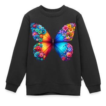 Bunter Schmetterling, von der Natur inspirierte Sommerstimmungen - Kinder Premium Organic Sweatshirt - Schwarz - Vorne - AI Model Kid Female (0cm)