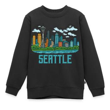 seattle stadt - Kinder Premium Organic Sweatshirt - Schwarz - Vorne - AI Model Kid Female (0cm)