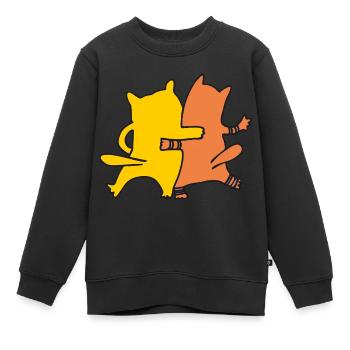 katzenfreunde gelb orangen - Kinder Premium Organic Sweatshirt - Schwarz - Vorne - AI Model Kid Female (0cm)