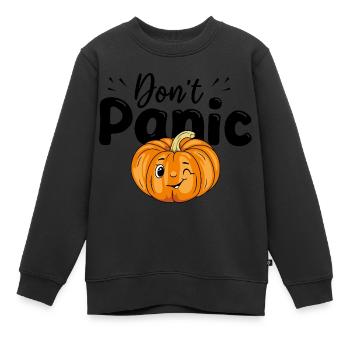 Pas de panique. Design avec citrouille clignotante - Sweat Premium enfant bio - noir - Devant - AI Model Kid Female (0cm)