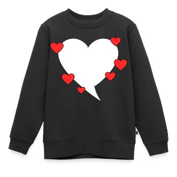 Bulle de dialogue avec des cœurs - Sweat Premium enfant bio - noir - Devant - AI Model Kid Female (0cm)