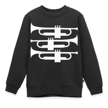 trompette - Sweat Premium enfant bio - noir - Devant - AI Model Kid Female (0cm)