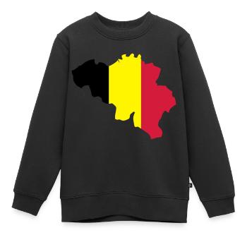Belgique - Sweat Premium enfant bio - noir - Devant - AI Model Kid Female (0cm)