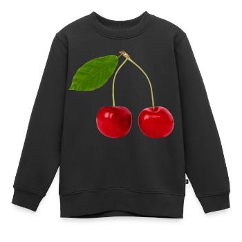 Kirschen Kirsche Obst Früchte Sommer sommerlich - Kinder Premium Organic Sweatshirt - Schwarz - Vorne - AI Model Kid Female (0cm)