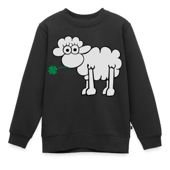 Les moutons avec du trèfle - Sweat Premium enfant bio - noir - Devant - AI Model Kid Female (0cm)