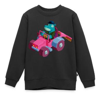 Hippo dans un tracteur - Sweat Premium enfant bio - noir - Devant - AI Model Kid Female (0cm)