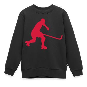 Rollhockey Silhouette player2 - Kinder Premium Organic Sweatshirt - Schwarz - Vorne - AI Model Kid Female (0cm)