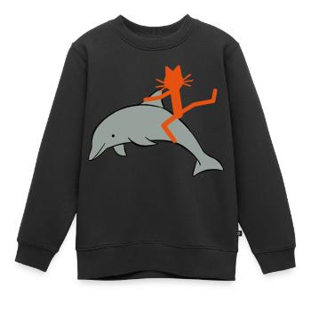 kittycat_dauphin - Sweat Premium enfant bio - noir - Devant - AI Model Kid Female (0cm)