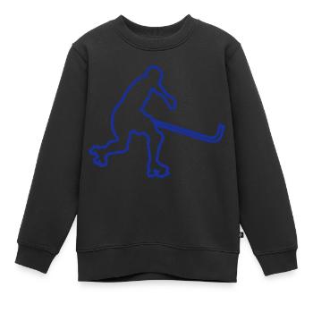 Eisbahn Hockey Silhouette Zeichnung - Kinder Premium Organic Sweatshirt - Schwarz - Vorne - AI Model Kid Female (0cm)
