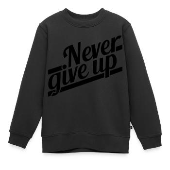 never give up erfolgreich logo durchhalten design - Kinder Premium Organic Sweatshirt - Schwarz - Vorne - AI Model Kid Female (0cm)