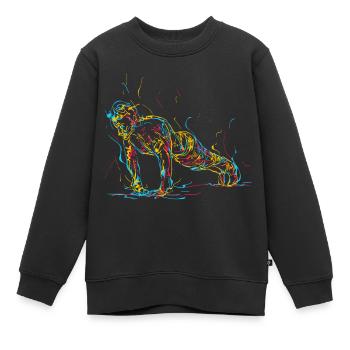Abstrakter Mann beim Liegestütz - Kinder Premium Organic Sweatshirt - Schwarz - Vorne - AI Model Kid Female (0cm)