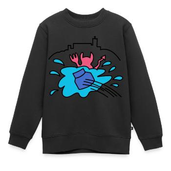 Tintenfasswurf - Kinder Premium Organic Sweatshirt - Schwarz - Vorne - AI Model Kid Female (0cm)