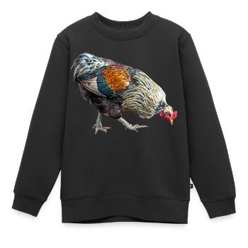 Œufs de poule - Sweat Premium enfant bio - noir - Devant - AI Model Kid Female (0cm)