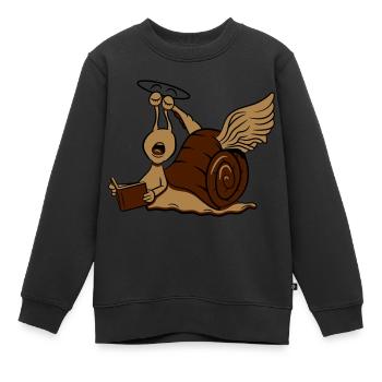 Escargot drôle d'ange - Sweat Premium enfant bio - noir - Devant - AI Model Kid Female (0cm)